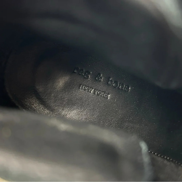 Rag & Bone Black  Two Tone Nubuck Belted Harrow Ankle Bootie 35 - Picture 8 of 10